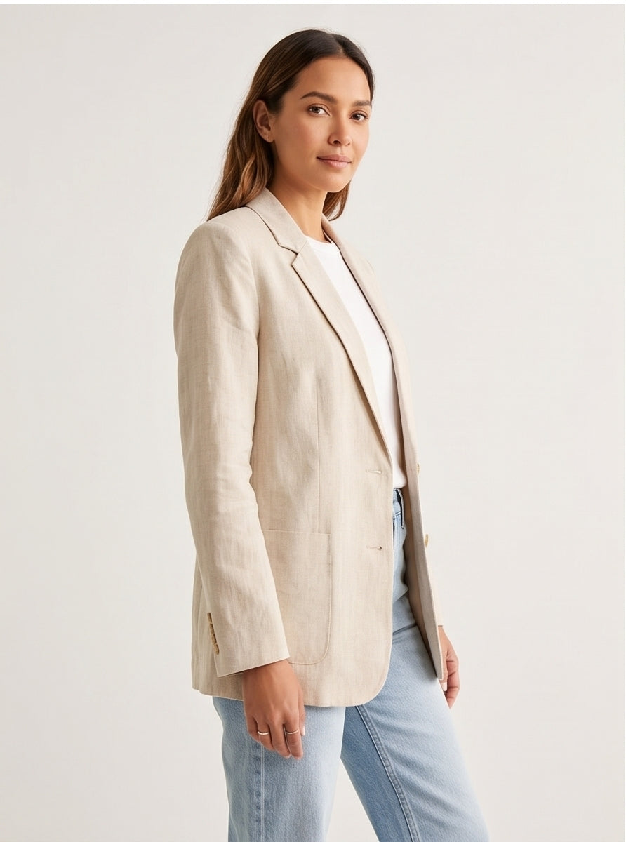 Oatmeal Linen Relaxed Blazer