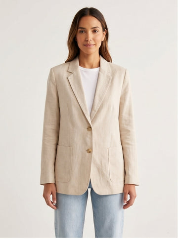 Oatmeal Linen Relaxed Blazer