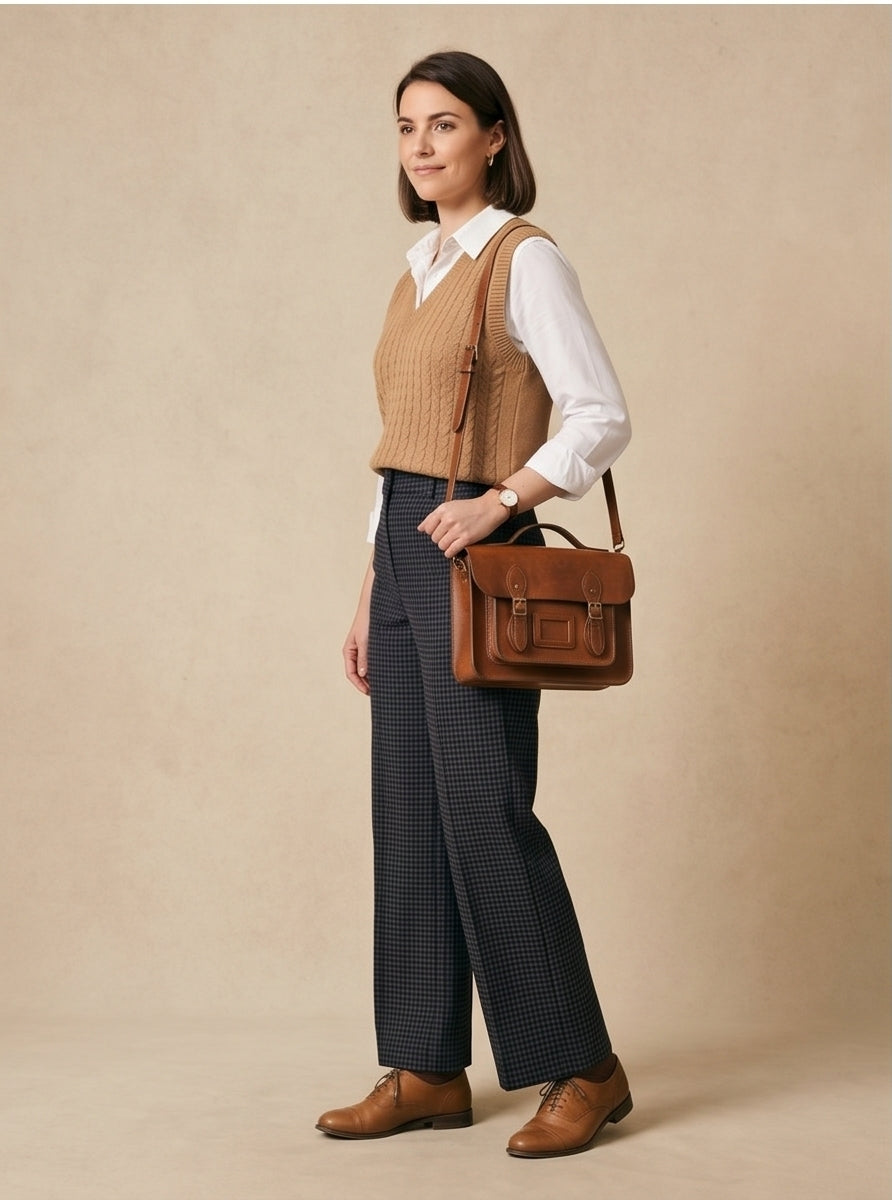 Camel V-Neck Knit Vest