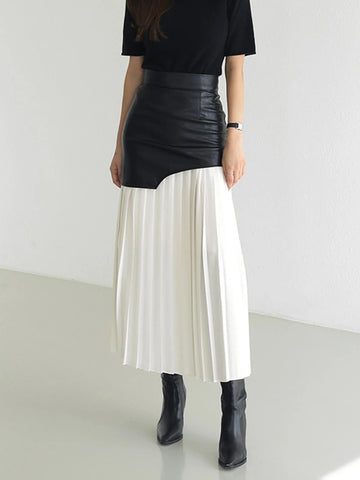 Pleated Contrast High Rise Skirt