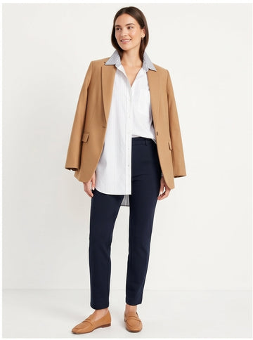 Oversized Stripe Shirt White Navy Stripe, Smart Casual Layering Top