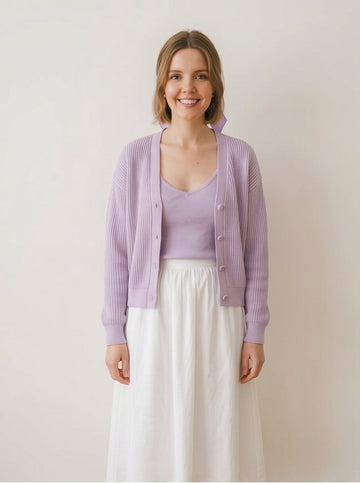 Lavender Knit Cardigan and Cami Set