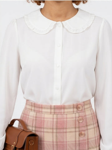 White Peter Pan Collar Blouse Coquette Vintage Style