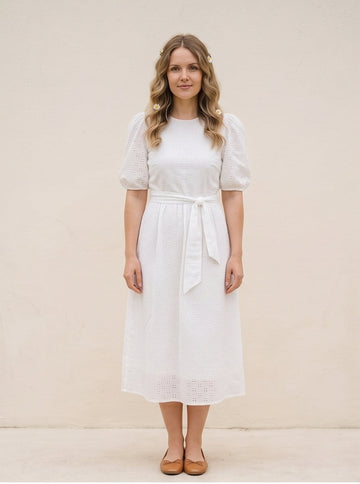 White Broderie Anglaise Midi Dress