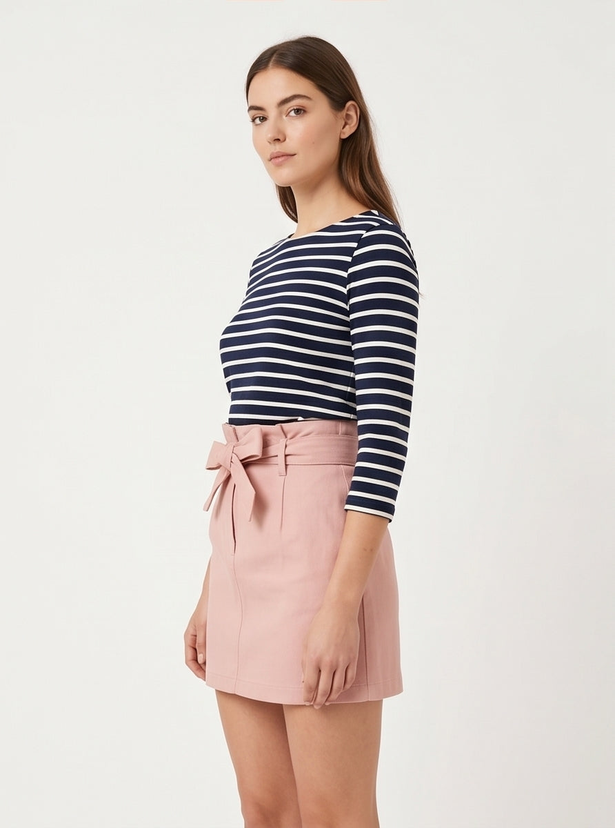 Navy Breton Stripe Fitted Top