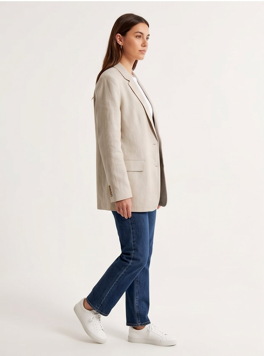 Oversized Tailored Blazer in Stone Women's Smart Casual