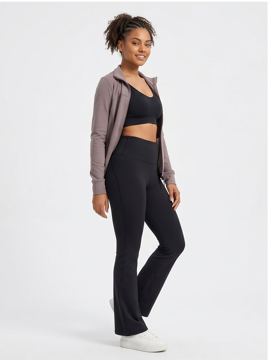 High-Waist Black Yoga Flare Pants