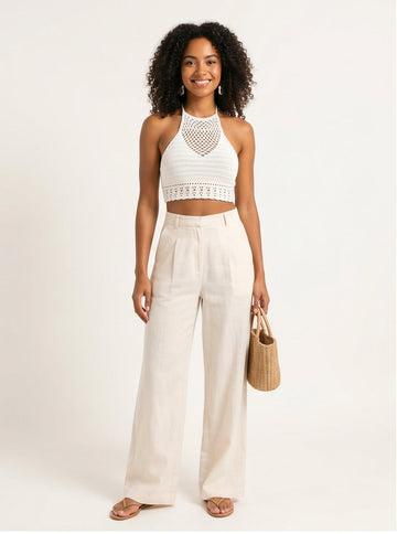 White Crochet Halter Top