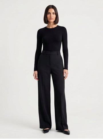 High-Waist Wide-Leg Black Trousers