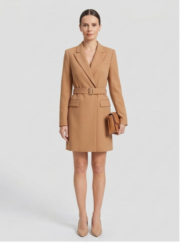 Camel Fitted Blazer Dress
