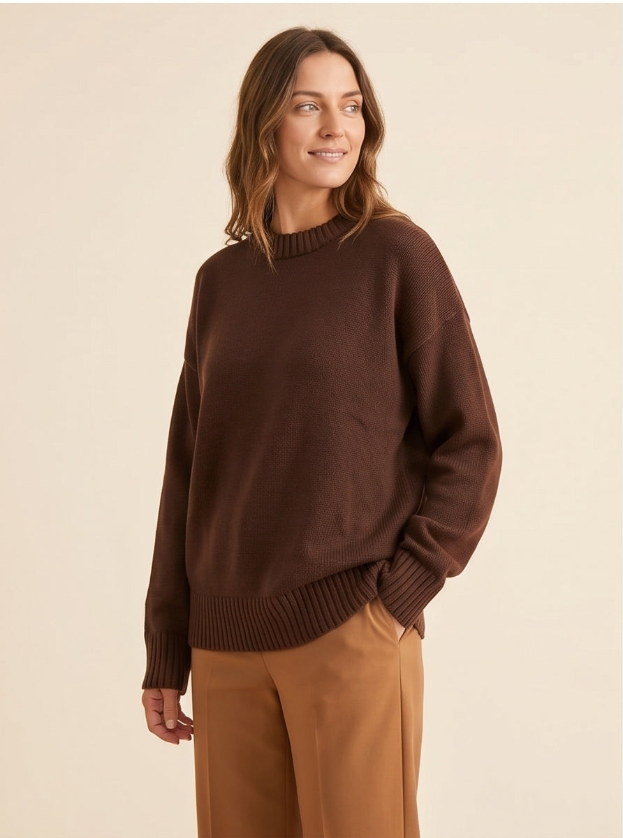 Chocolate Brown Crew-Neck Sweater