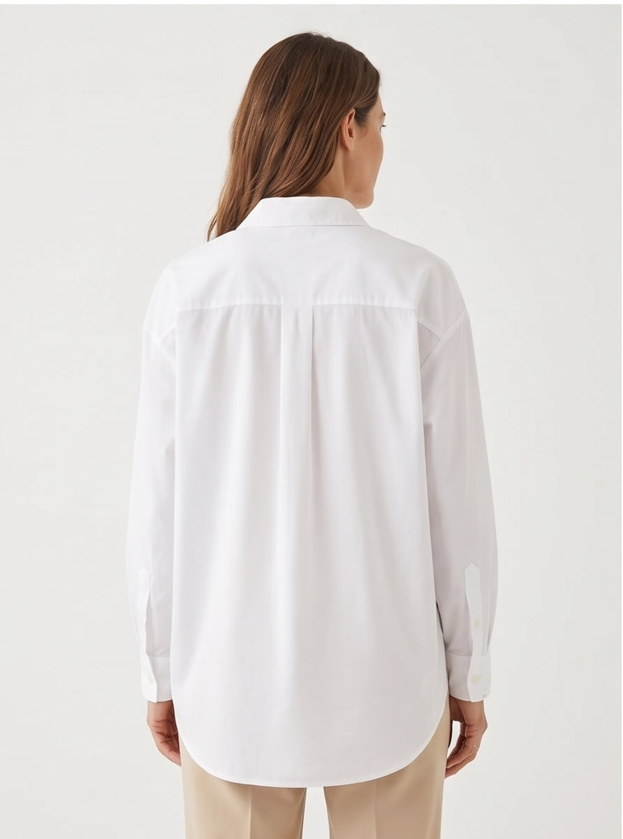 Oversized White Poplin Button-Down Shirt