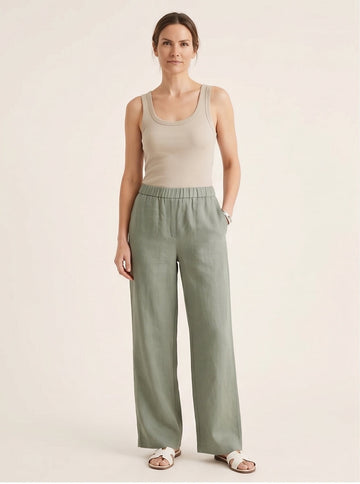 Sage Linen Wide-Leg Trousers