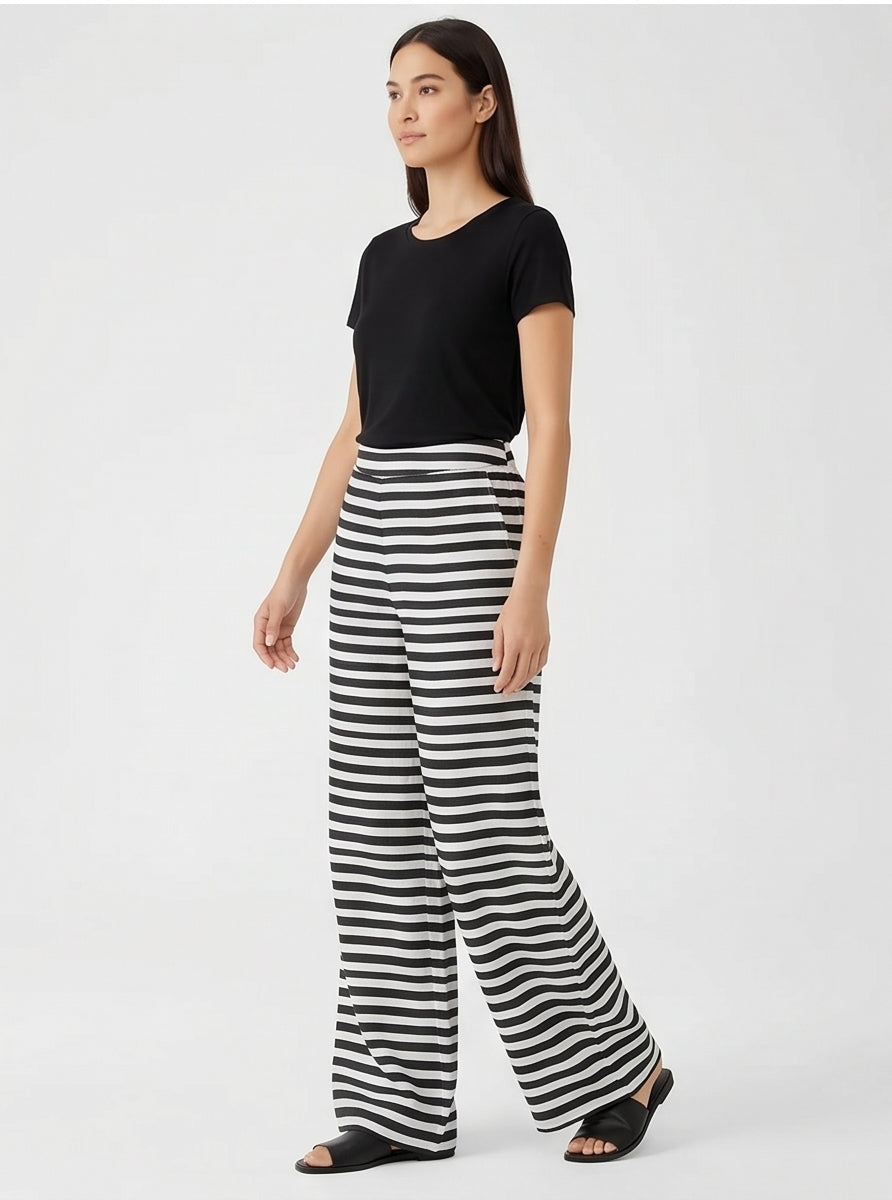 Striped Wide-Leg Linen Pants