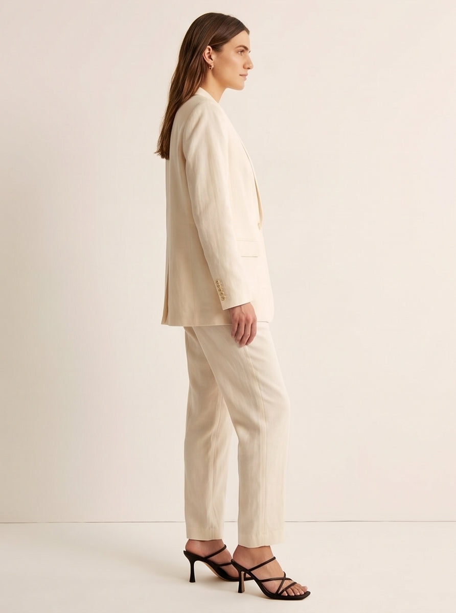 Cream Oversized Linen Blazer