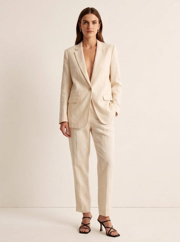 Cream Oversized Linen Blazer