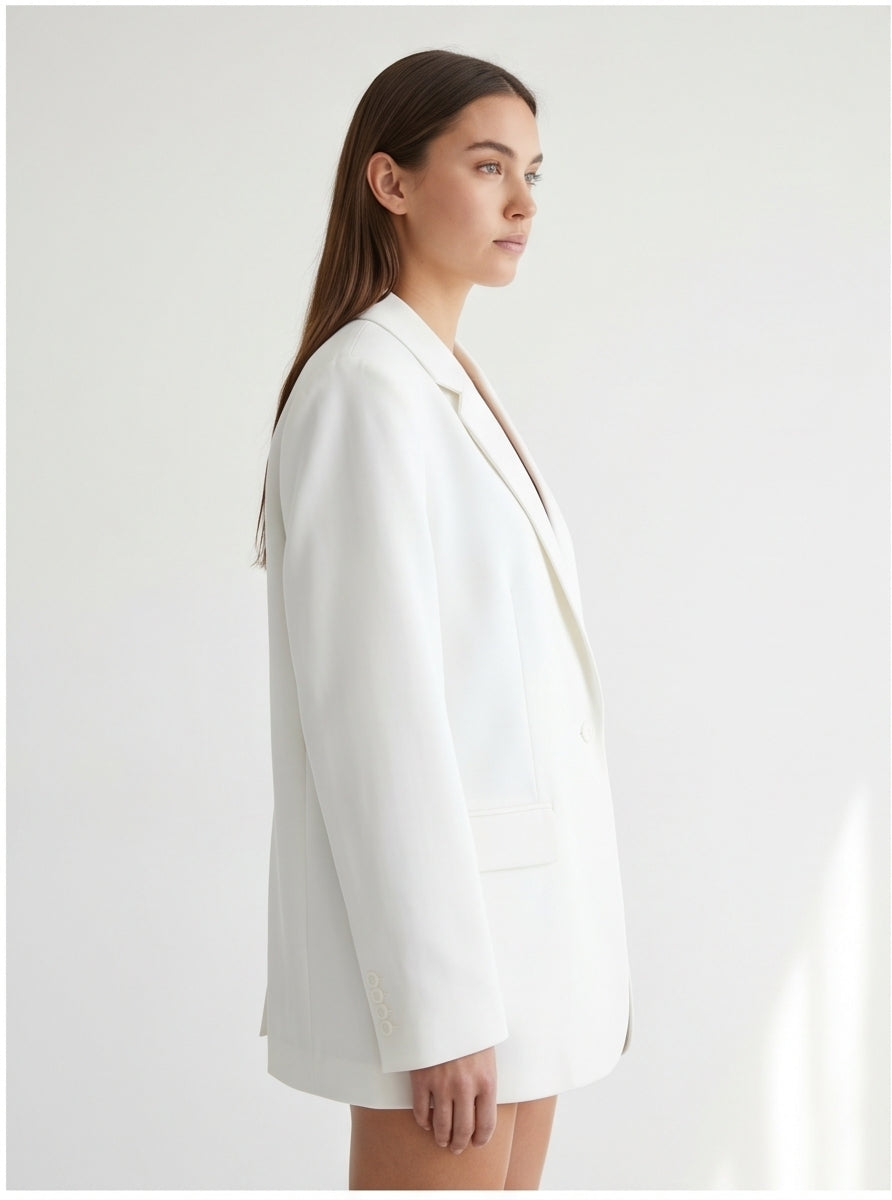 Oversized White Structured Blazer