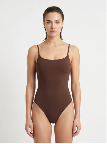 Chocolate Brown Sculptural One-Piece Swimsuit