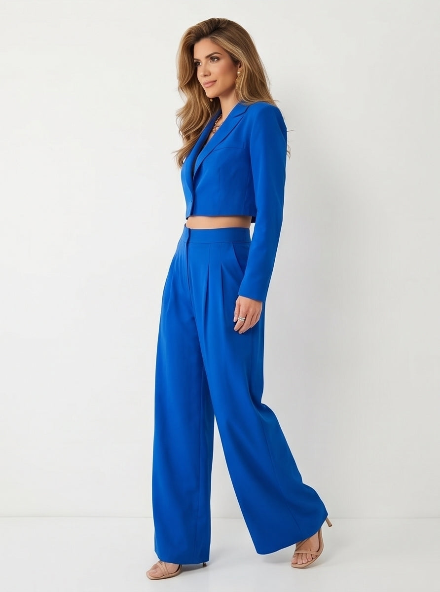 Cobalt Blue Palazzo Wide-Leg Trousers