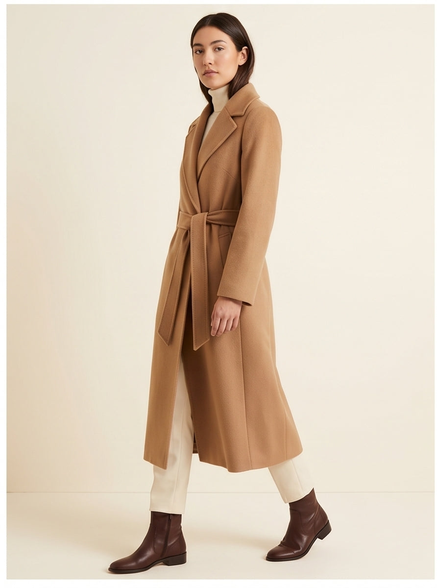 Camel Wool Wrap Coat