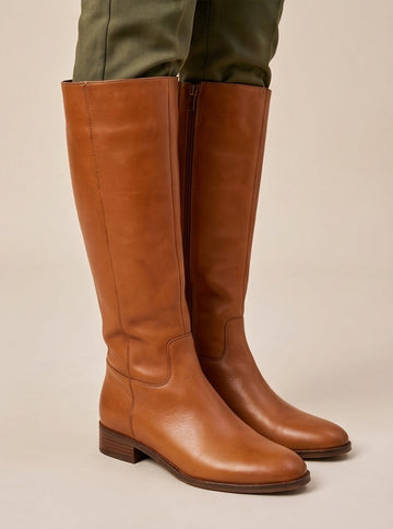 Caramel Leather Knee-High Boots