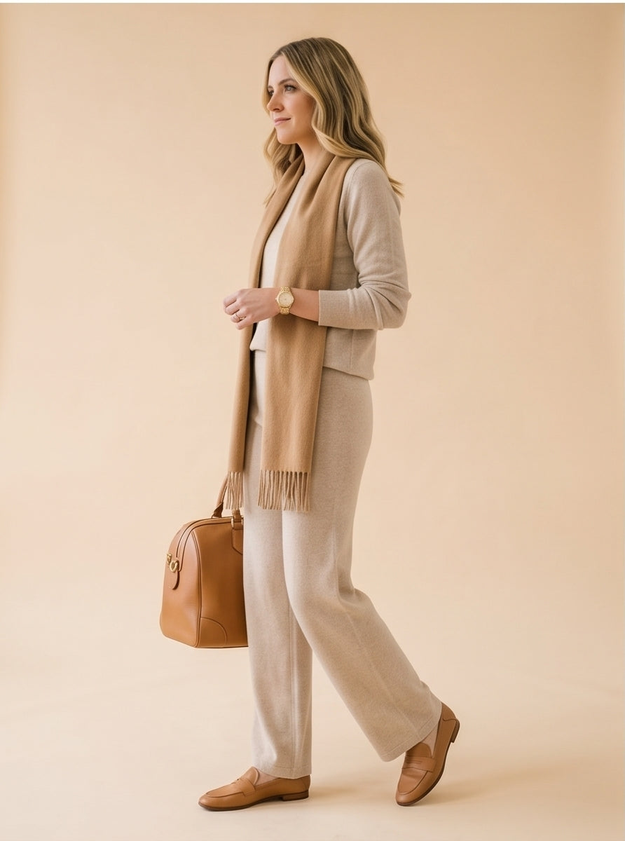 Camel Leather Structured Weekend Travel Bag