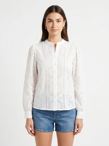 White Broderie Anglaise Puff Sleeve Blouse