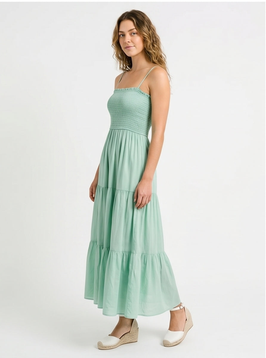 Mint Green Smocked Bodice Maxi Dress