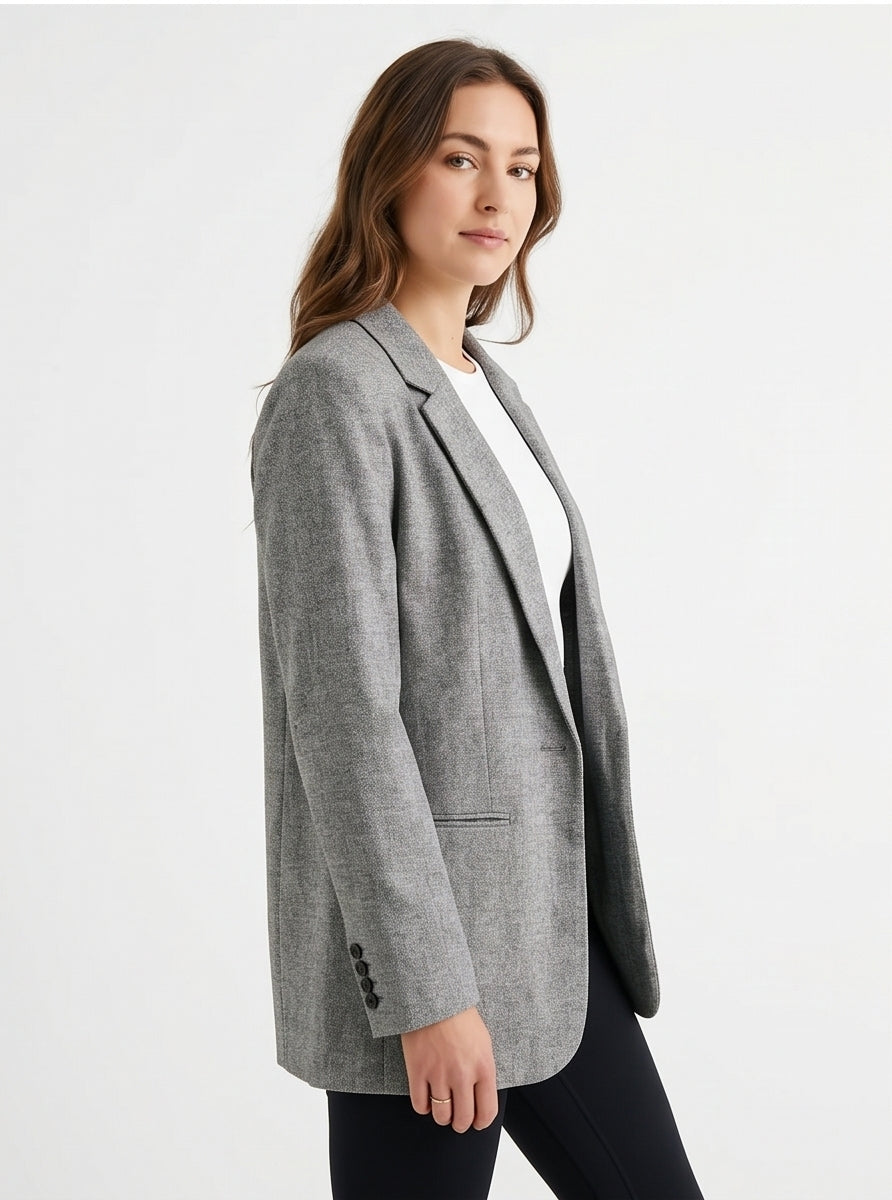 Longline Oversized Blazer Heather Grey