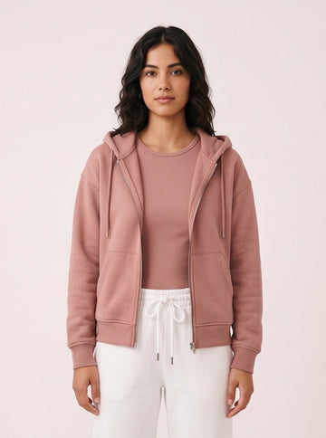 Dusty Rose Zip-Up Hoodie Women's