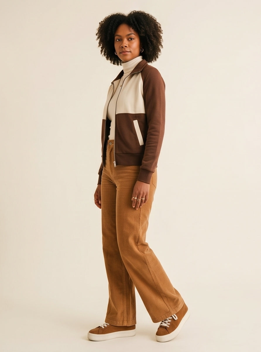 High-Rise Wide-Leg Corduroy Trousers Caramel