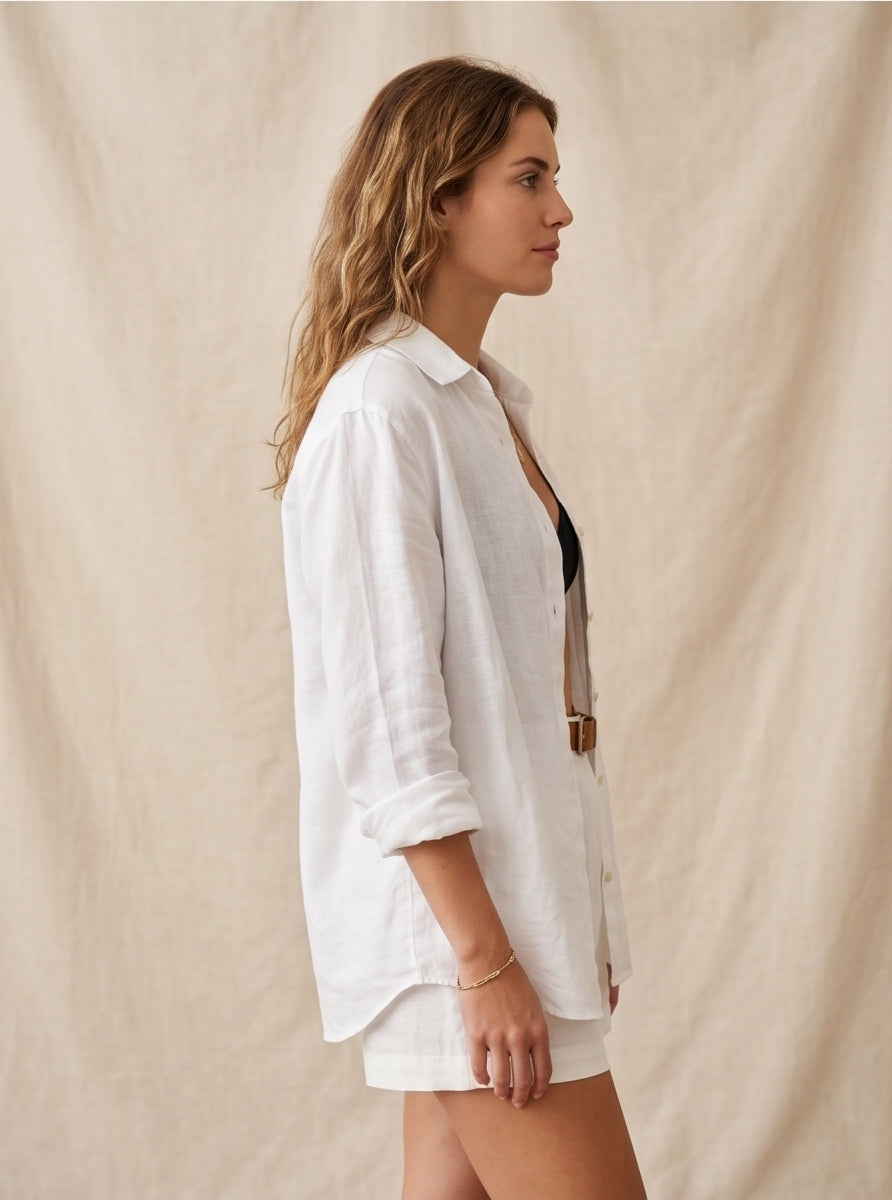White Oversized Linen Shirt