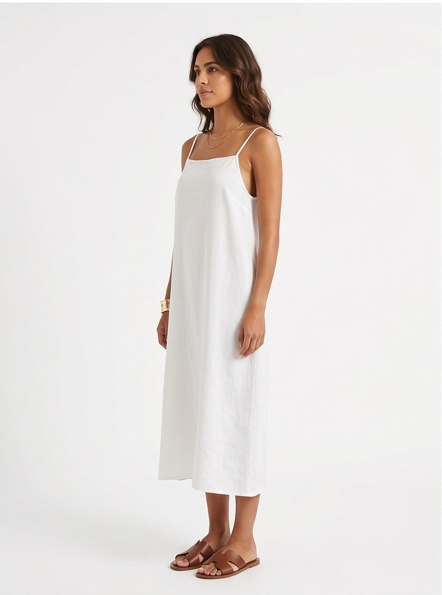 White Linen Slip Dress