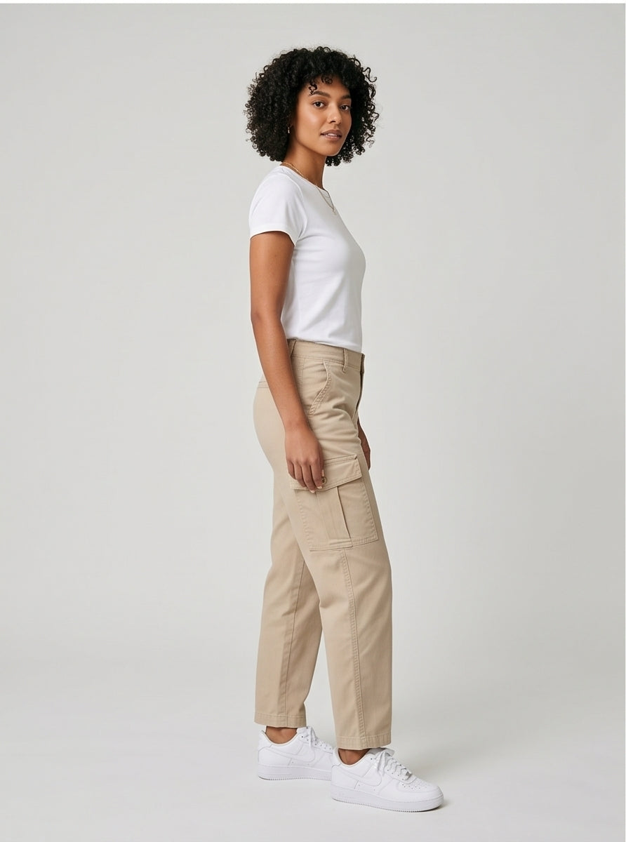 Relaxed Beige Cargo Pants