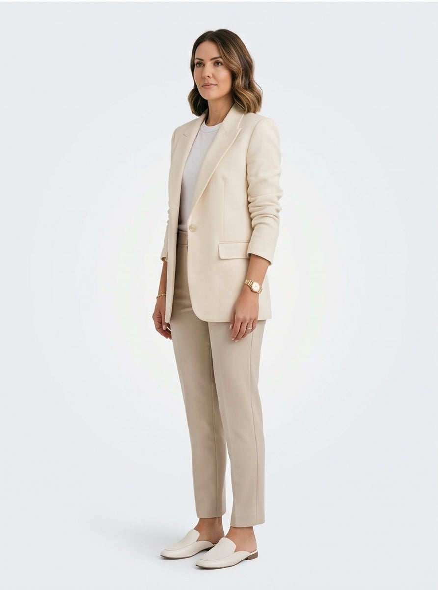 Structured Cream Tailored Blazer