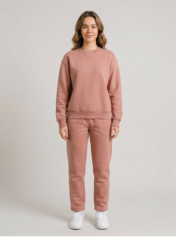 Premium Cotton Crew-Neck Sweatshirt in Dusty Rose