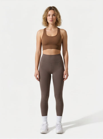 High-Waist Seamless Leggings in Dark Taupe