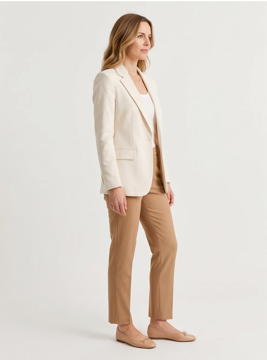 Fitted Ivory Structured Blazer