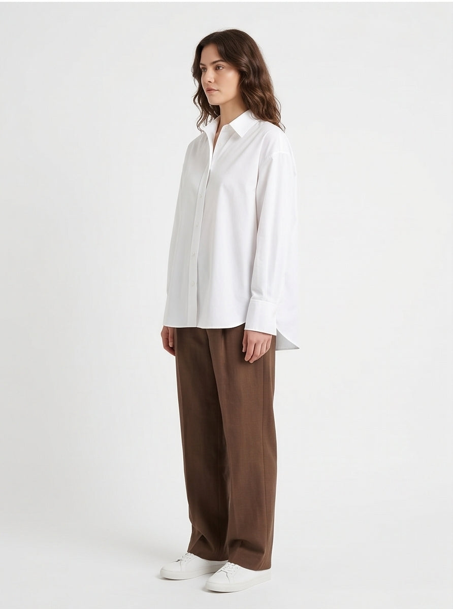 Oversized White Cotton Button-Down Shirt