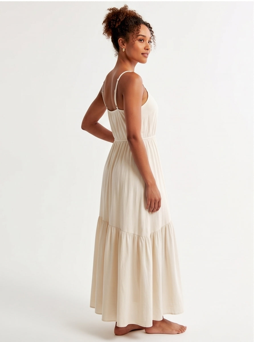 Cream Flowy Maxi Dress