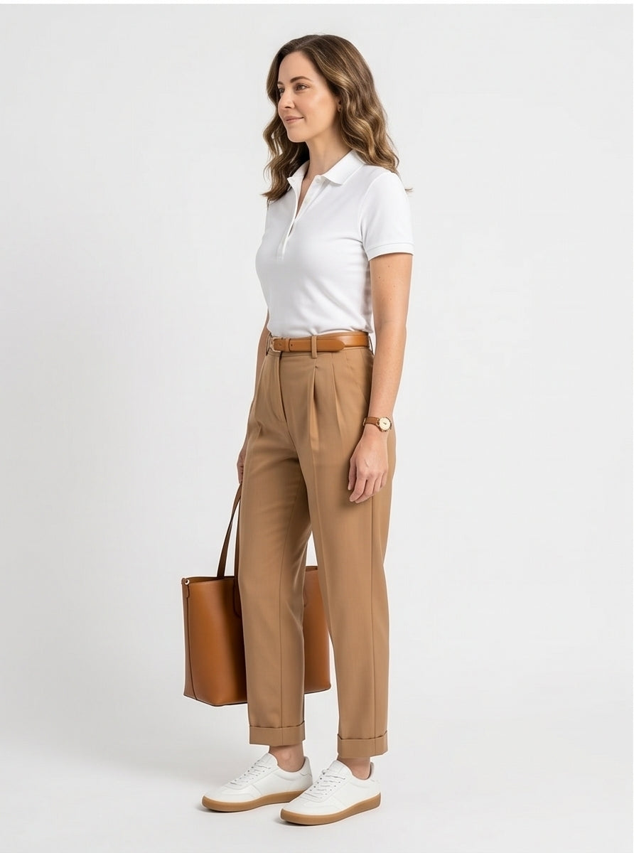 Fitted White Cotton Polo Shirt