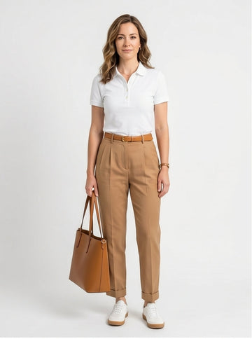 Fitted White Cotton Polo Shirt