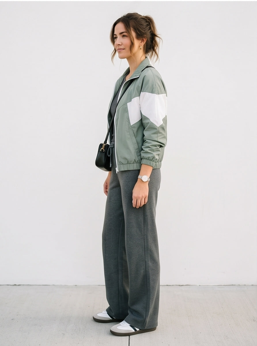 Color-Block Sage Windbreaker Women's