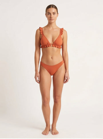 Ruffle Trim Bikini Set with Matching Sarong