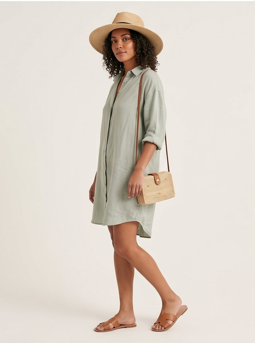 Oversized Linen Shirt Dress
