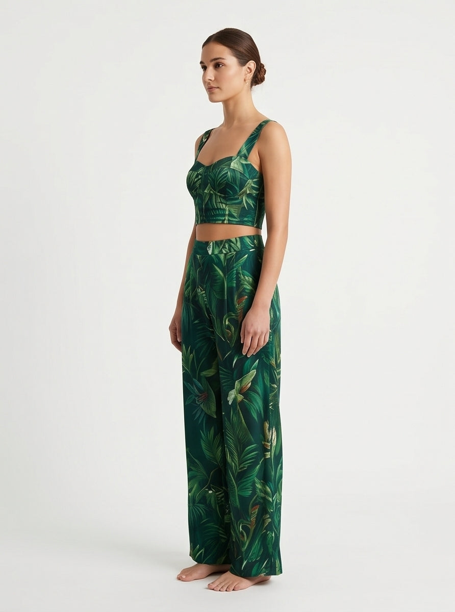Structured Tropical Print Crop Top