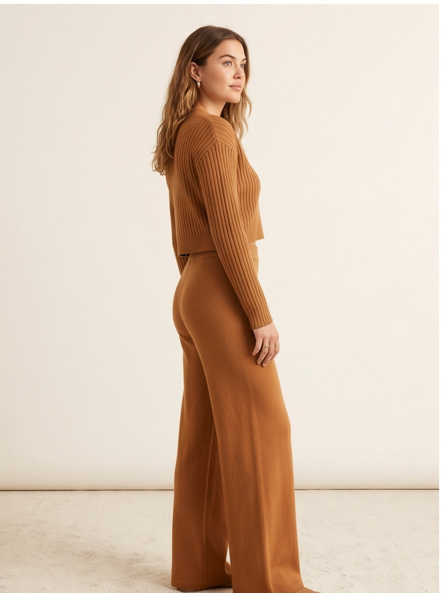 Caramel Ribbed Knit Co-Ord Set