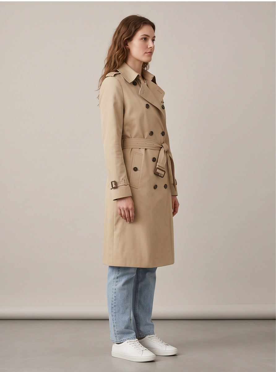 Classic Fitted Beige Trench Coat