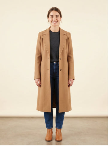 Long Structured Camel Wool Coat