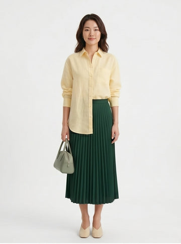Oversized Pale Yellow Shirt — Soft Butter Tone, Smart Casual Button-Down